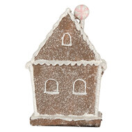 Clayre &amp; Eef | Decoratie Huis met LED Bruin Wit 14x9x21 cm | 6PR5820