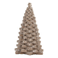 Clayre &amp; Eef | Kerstdecoratie Kerstboom Bruin Wit 15x15x25 cm | 6PR5821