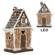 Clayre &amp; Eef | Decoratie Huis met LED Bruin Wit 14x9x21 cm | 6PR5822