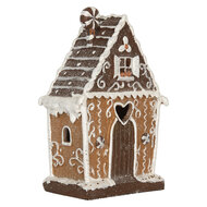 Clayre &amp; Eef | Decoratie Huis met LED Bruin Wit 14x9x21 cm | 6PR5822