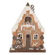 Clayre & Eef | Decoratie Huis met LED Bruin Wit 15x8x19 cm | 6PR5823