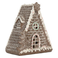 Clayre &amp; Eef | Decoratie Huis met LED Bruin Wit 17x10x18 cm | 6PR5824