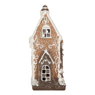 Clayre & Eef | Decoratie Huis met LED Bruin Wit 15x9x20 cm | 6PR5825