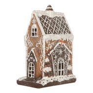 Clayre & Eef | Decoratie Huis met LED Bruin Wit 15x9x20 cm | 6PR5825