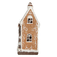 Clayre & Eef | Decoratie Huis met LED Bruin Wit 15x9x20 cm | 6PR5825