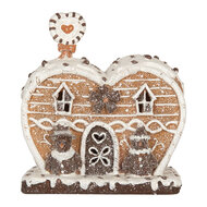 Clayre &amp; Eef | Decoratie Huis met LED Bruin Wit 18x10x19 cm | 6PR5826