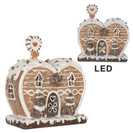 Clayre &amp; Eef | Decoratie Huis met LED Bruin Wit 18x10x19 cm | 6PR5826