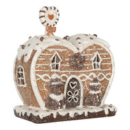 Clayre &amp; Eef | Decoratie Huis met LED Bruin Wit 18x10x19 cm | 6PR5826