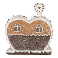 Clayre &amp; Eef | Decoratie Huis met LED Bruin Wit 18x10x19 cm | 6PR5826