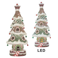 Clayre &amp; Eef | Kerstdecoratie Kerstboom met LED Bruin Groen 15x12x36 cm / 3xAAA | 6PR5828