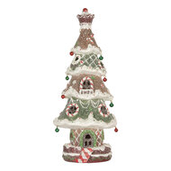 Clayre &amp; Eef | Kerstdecoratie Kerstboom met LED Bruin Groen 15x12x36 cm / 3xAAA | 6PR5828
