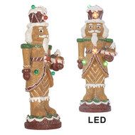 Clayre &amp; Eef | Kerstdecoratie Notenkraker met LED Bruin Wit 13x10x31 cm / 3xAAA | 6PR5829