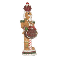 Clayre &amp; Eef | Kerstdecoratie Notenkraker met LED Bruin Rood 12x10x35 cm / 3xAAA | 6PR5831