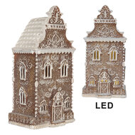 Clayre & Eef | Decoratie Huis met LED Bruin Wit 12x11x25 cm | 6PR5832