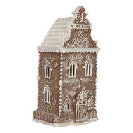 Clayre & Eef | Decoratie Huis met LED Bruin Wit 12x11x25 cm | 6PR5832