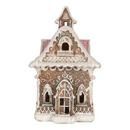 Clayre & Eef | Decoratie Huis met LED Bruin Roze 16x15x25 cm | 6PR5833