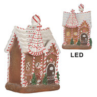 Clayre &amp; Eef | Decoratie Huis met LED Bruin Wit 16x12x23 cm | 6PR5834