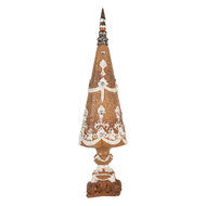 Clayre & Eef | Kerstdecoratie Kerstboom Bruin Wit ø 10x38 cm | 6PR5835