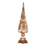 Clayre & Eef | Kerstdecoratie Kerstboom Bruin Wit ø 10x38 cm | 6PR5835