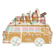 Clayre &amp; Eef | Decoratie Bus met LED Bruin Wit 31x12x23 cm / 2xAAA | 6PR5837