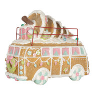 Clayre &amp; Eef | Decoratie Bus met LED Bruin Wit 31x12x23 cm / 2xAAA | 6PR5837