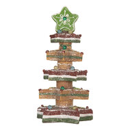 Clayre &amp; Eef | Kerstdecoratie Kerstboom met LED Bruin Rood 15x15x29 cm / 3xAAA | 6PR5838