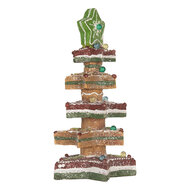 Clayre &amp; Eef | Kerstdecoratie Kerstboom met LED Bruin Rood 15x15x29 cm / 3xAAA | 6PR5838