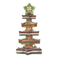 Clayre &amp; Eef | Kerstdecoratie Kerstboom met LED Bruin Rood 15x15x29 cm / 3xAAA | 6PR5838