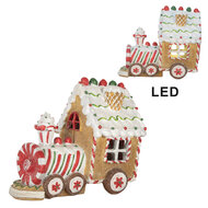 Clayre &amp; Eef | Kerstdecoratie Locomotief met LED Bruin Wit 21x12x17 cm | 6PR5840