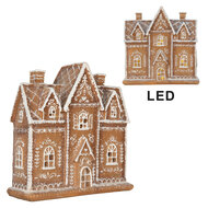 Clayre &amp; Eef | Decoratie Huis met LED Bruin Wit 21x8x20 cm | 6PR5841