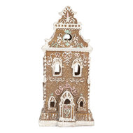 Clayre &amp; Eef | Decoratie Huis met LED Bruin Roze 9x7x18 cm | 6PR5842