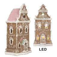 Clayre &amp; Eef | Decoratie Huis met LED Bruin Roze 9x7x18 cm | 6PR5842