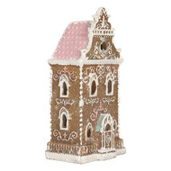 Clayre &amp; Eef | Decoratie Huis met LED Bruin Roze 9x7x18 cm | 6PR5842