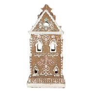 Clayre &amp; Eef | Decoratie Huis met LED Bruin Roze 9x7x18 cm | 6PR5842