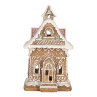 Clayre &amp; Eef | Decoratie Huis met LED Bruin Roze 9x10x15 cm | 6PR5843