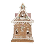 Clayre &amp; Eef | Decoratie Huis met LED Bruin Roze 9x10x15 cm | 6PR5843
