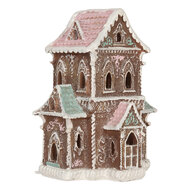 Clayre & Eef | Decoratie Huis met LED Bruin Roze 15x12x20 cm | 6PR5844