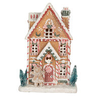 Clayre &amp; Eef | Decoratie Huis met LED Bruin Wit 17x12x25 cm | 6PR5845
