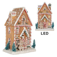 Clayre &amp; Eef | Decoratie Huis met LED Bruin Wit 17x12x25 cm | 6PR5845