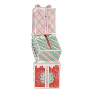 Clayre &amp; Eef | Decoratie van opgestapelde Cadeautjes Rood Groen 14x16x36 cm | 6PR5848