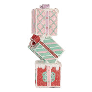 Clayre &amp; Eef | Decoratie van opgestapelde Cadeautjes Rood Groen 14x16x36 cm | 6PR5848