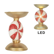 Clayre &amp; Eef | Kandelaar met LED Goudkleurig Wit &oslash; 10x16 cm | 6PR5851