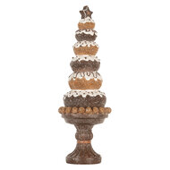 Clayre &amp; Eef | Kerstdecoratie Kerstboom Bruin Wit &oslash; 11x33 cm | 6PR5852