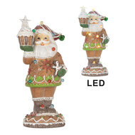 Clayre &amp; Eef | Kerstdecoratie Kerstman met LED Bruin Wit 15x13x32 cm / 3xAAA | 6PR5853