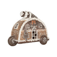 Clayre &amp; Eef | Decoratie Huis met LED Bruin Wit 21x11x16 cm | 6PR5854