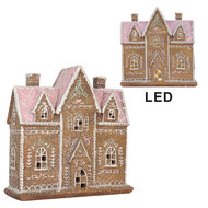 Clayre &amp; Eef | Decoratie Huis met LED Bruin Roze 21x8x20 cm | 6PR5857