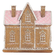 Clayre &amp; Eef | Decoratie Huis met LED Bruin Roze 21x8x20 cm | 6PR5857