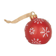 Clayre &amp; Eef | Decoratie hanger Kerstbal met LED Rood Wit &oslash; 12x14 cm | 6PR5858