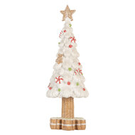 Clayre &amp; Eef | Kerstdecoratie Kerstboom Wit Bruin &oslash; 12x33 cm | 6PR5860