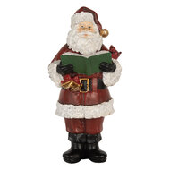 Clayre &amp; Eef | Kerstdecoratie Kerstman met boek Rood Wit 10x10x21 cm | 6PR5863